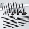 24Pcs Professional Makeup Brushes Set Black Premium Synthetic Bristles with PU Case for Foundation Powder Eyeshadow Makeup Kit