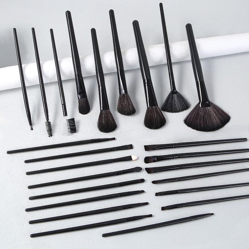 24Pcs Professional Makeup Brushes Set Black Premium Synthetic Bristles with PU Case for Foundation Powder Eyeshadow Makeup Kit