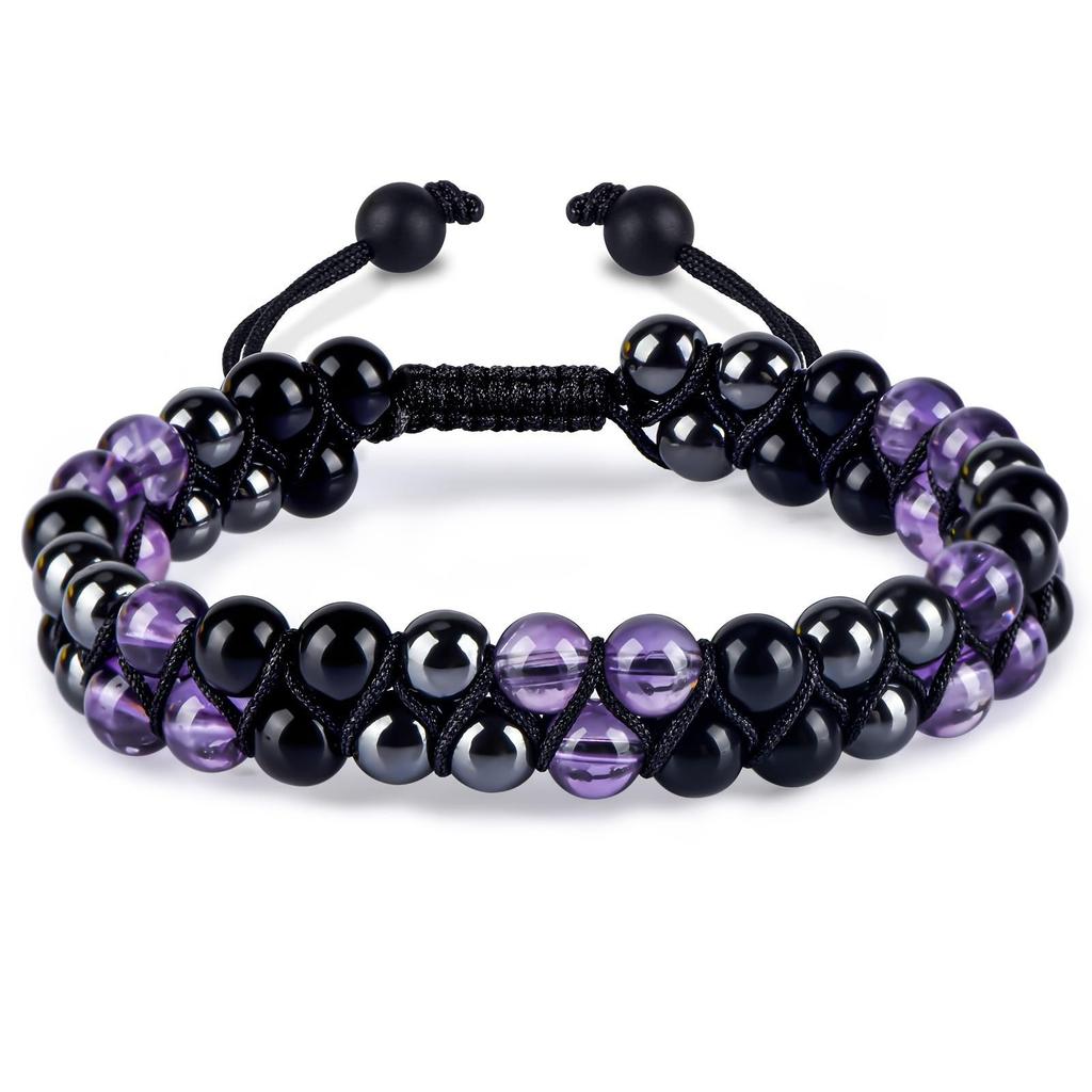 Tiger Eye, Green Pine Cat's Eye, Red Pattern Obsidian, and Green Ghost Natural Stone Woven Bracelet