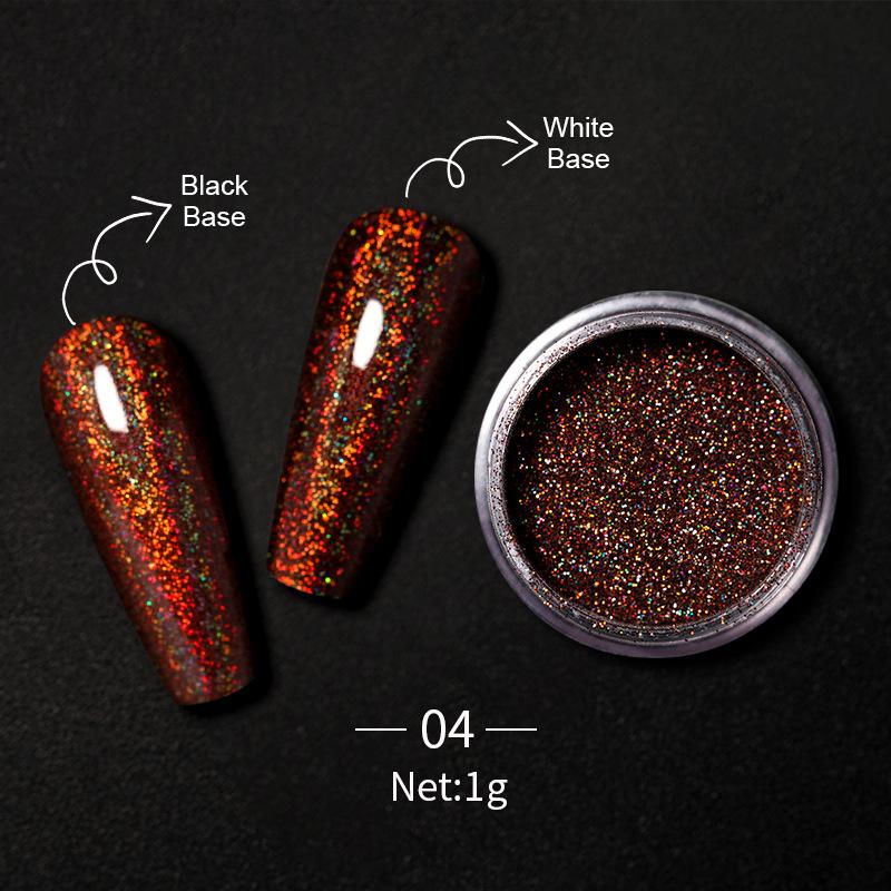 Nail Art Aperture Laser Powder, Nail Art Aurora Colorful Diamond Glitter, Rainbow Powder Metal Electroplated Nail Powder