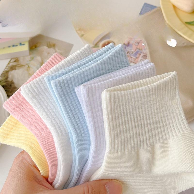 All-cotton Short Socks, Solid-color Socks, Pure Cotton Short Socks for Women, Student Sports and Casual Trendy Socks, Candy-colored Boat Socks