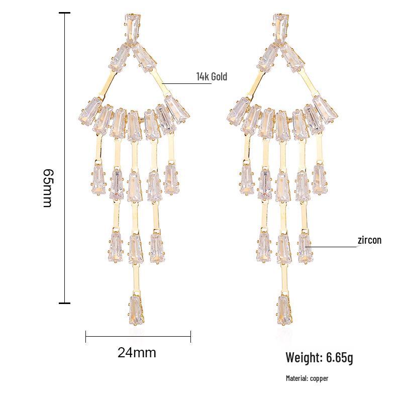 

Серьги-кисточки из серебра S925 с цирконами в корейском стиле – Элегантные женские банкетные украшения