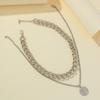 Punk style hip hop double layer thick chain choker necklace fashionretro coin pendant necklace