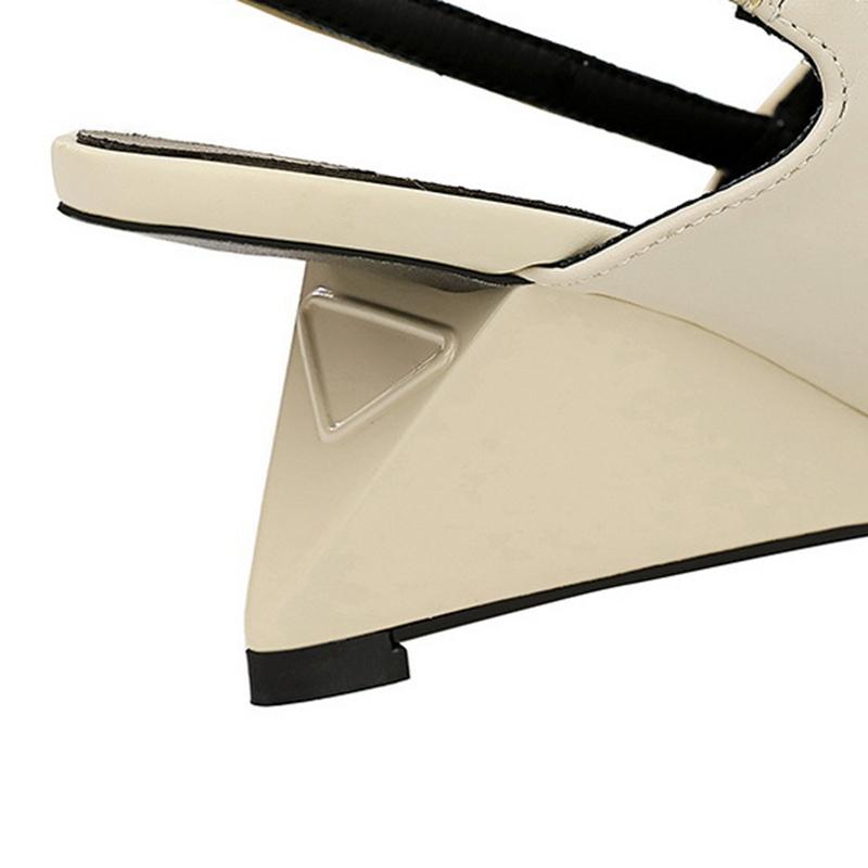 Fashion Women's New Spring and Summer Pointed Wedge Heel High-heeled Elastic Band Fashion Sandals with Toe Caps and M Ü Ller Shoes