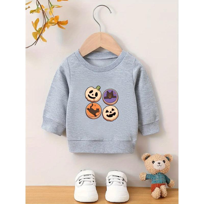 European sizes A Cute And Simple Halloween Print Design, a Lightweight Round-Neck Sweatshirt for Baby Kids, Durable And Wrinkle-Resistant