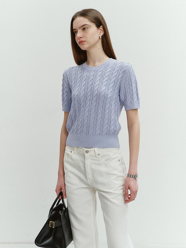 Deonseuteu Summer Cotton Cable Knit Swedish Blue_Udsw4B225G1