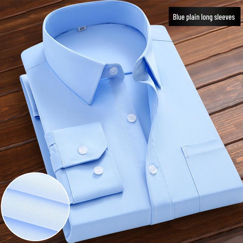 Men's Long Sleeve White Shirt - Professional Business Attire for Spring, Summer, and Autumn