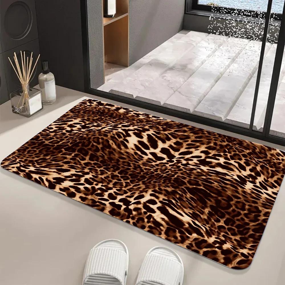 

3D Wild Leopard Print Floor Mat Graphic Printed Flannel Doormats For Bathroom Kitchen Entrance Carpet Home Decor 40x60cm