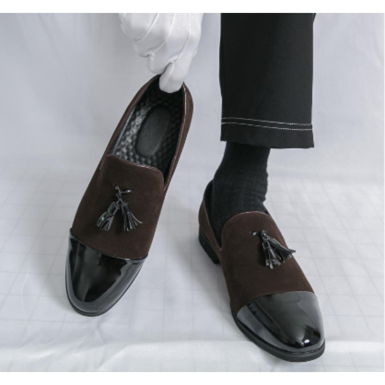 

Men s Shoes Men s Splicing Frosted Beanie Shoes Tassel Loafers Business Dress Leather Shoes Men s Large Size Small Leather Shoes 38 черный коричневый