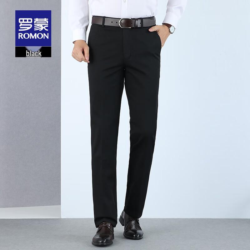 Luomeng Men's Thickened Fleece Straight-Leg Business Casual Pants