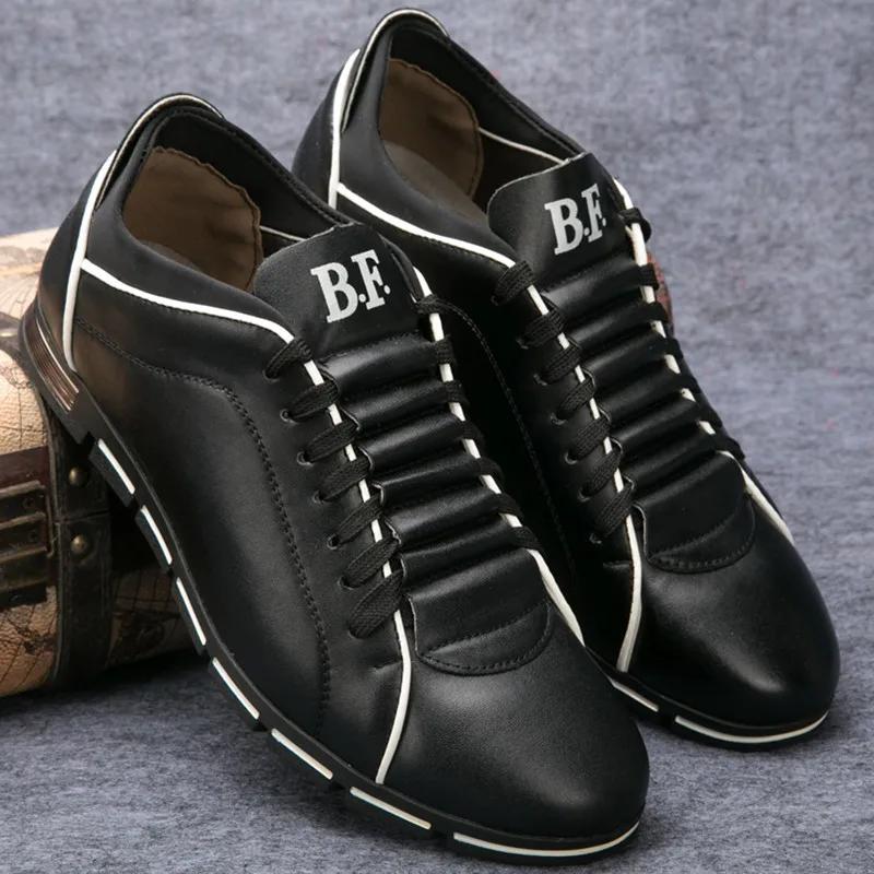Men's Casual Leather Shoes Men Sneakers British Style Round Head Lace Up Sports Shoes Man Outdoor Large Size Flats Shoes for Men