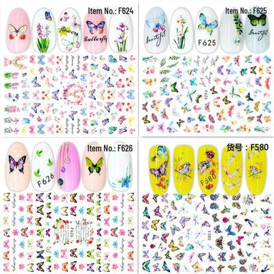 3D Butterfly Flower Nail Stickers - Adhesive & Simulated Decals