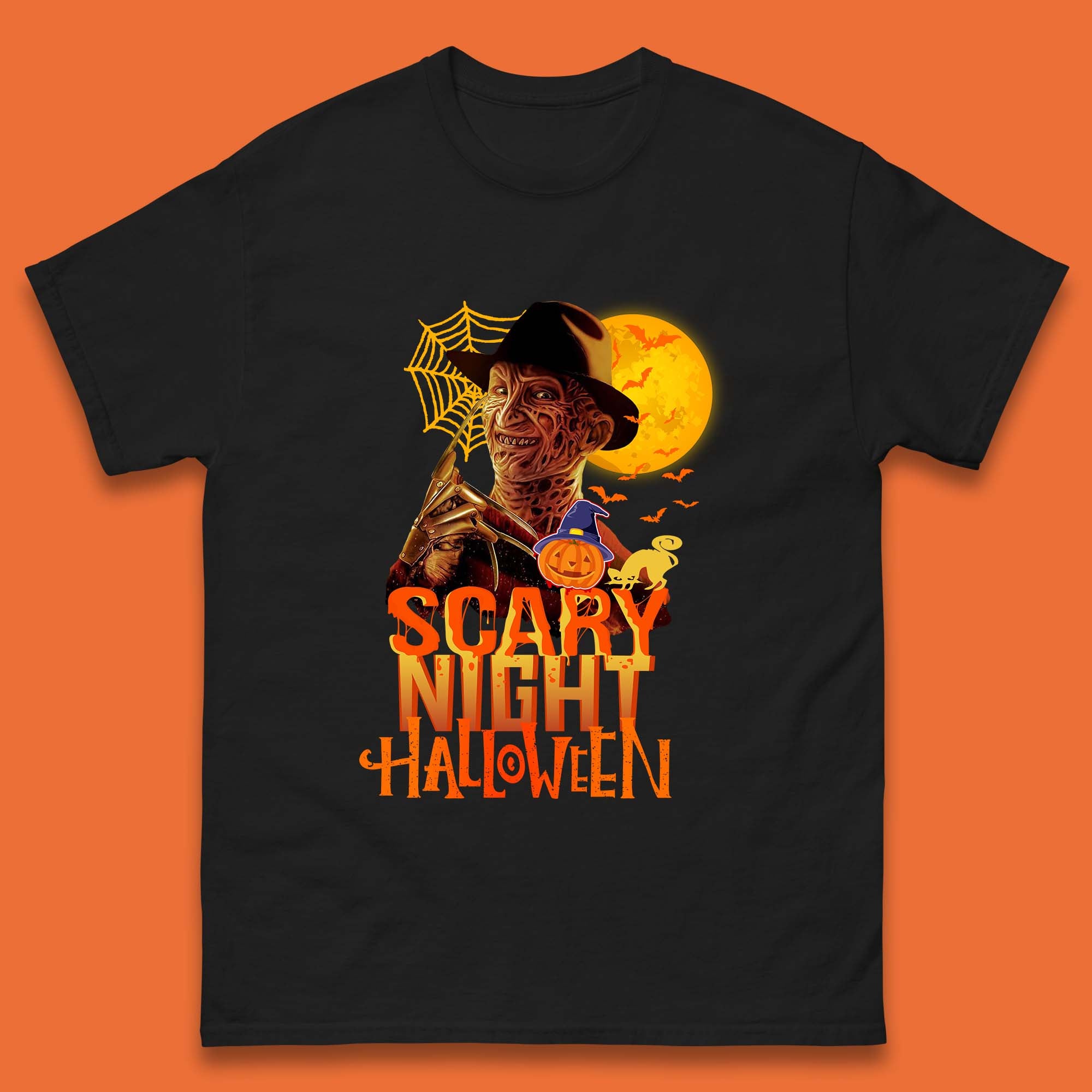 Scary Night Halloween Freddy Krueger Horror Movie Character Spooky Season Mens Tee Top S
