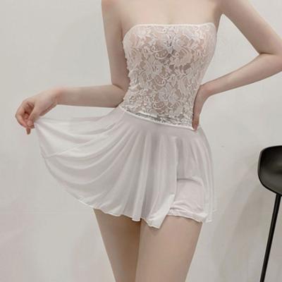 Sexy ženy Micro mini šaty bez zad Skládané šaty v řadové linii Krajkové propustné šaty s vysokým pasem nařasené bodycon sexy oblečení