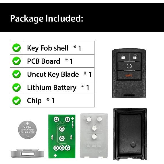 Car Key Fob Remote Keyless Entry Control OUC6000066 315MHz 4 Button Replacement for 2007-2014 Cadillac Escalade ESV EXT