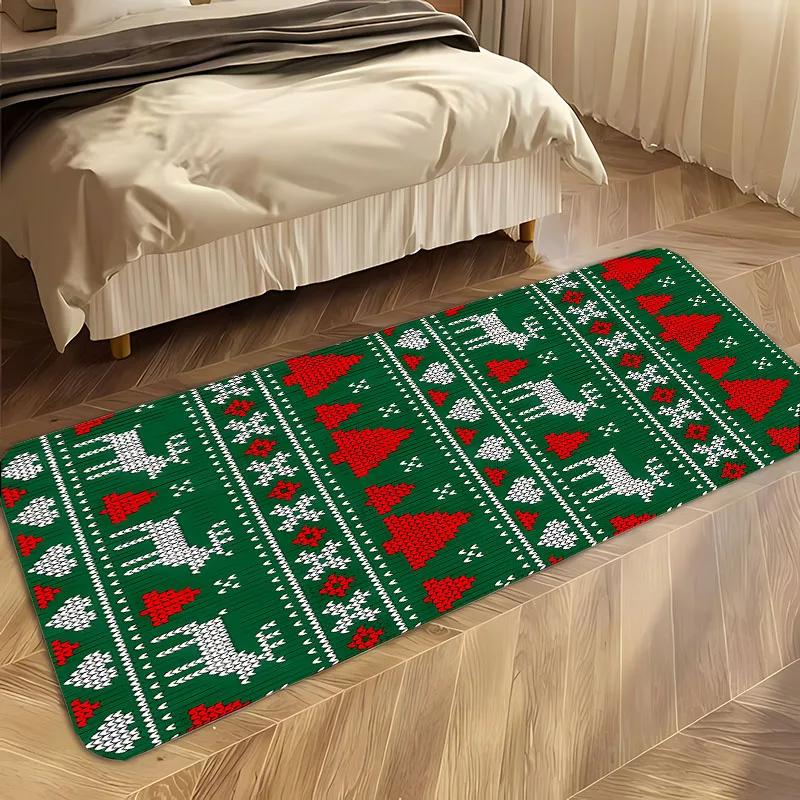 Christmas Theme Soft Carpet, Living Room Bedroom Home Decor Carpet Garden Lawn Carpet Kitchen Kids Bedroom Mat New Year Present