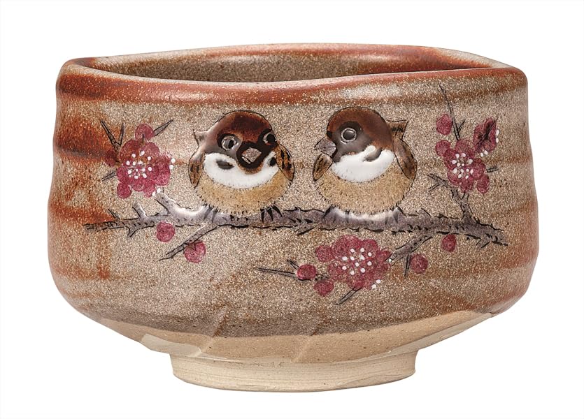 Kutani ware Iwataya Matcha bowl - Sparrow K9-859