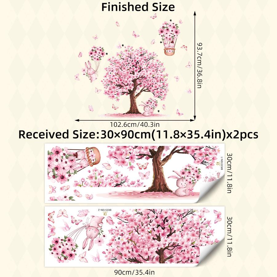 

Big Flower Tree Butterfly Wall Decal Rabbit Wall Stickers for Children Kids Room Decoration Baby Girls Room Wall Decor Wallpaper 30x90CM 2pcs