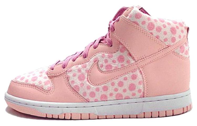 

Nike Dunk Slip Resistant Cushioning Abrasion Resistant High top Kids Skateboarding Shoes Pink White Spot Teenagers 316604-605 38.5