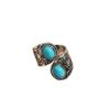 Vintage Flower Carved Personalized Opening Ring, Exaggerated Turquoise Punk Ring