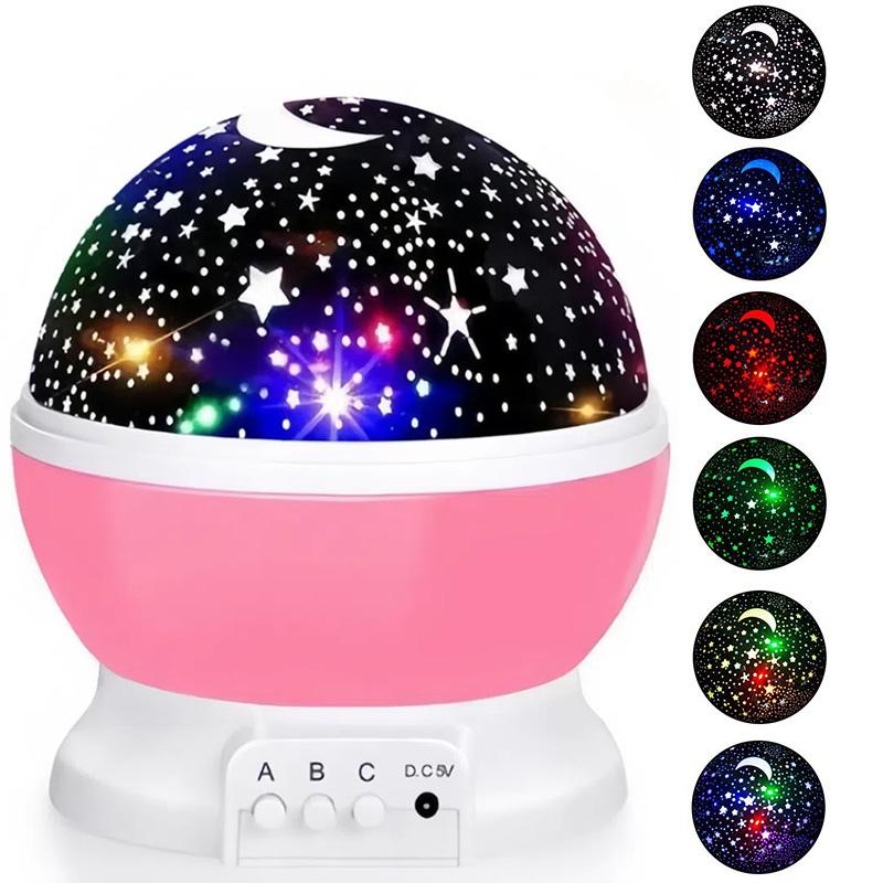 

Светодиодный ночник-проектор «Звездное небо», проекционный ночник, прикроватная лампа для спальни, лампа-проектор с вращением Pink&0-5W