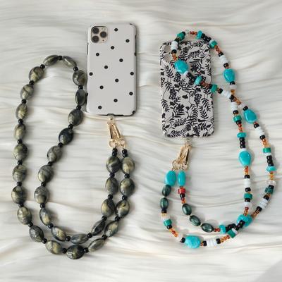 New Phone Accessory Long Cellphone Chain Anti Lost Universal Beaded Shoulder Neck Crossbody Phone Strap Phone Case Holder Chain