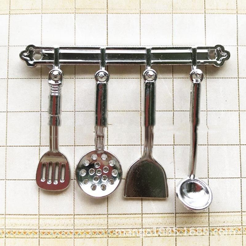 Alloy Miniature Kitchen Tool Set Wall Mount Design Shovel Spoon For Dollhouses Simulation Food Accessory