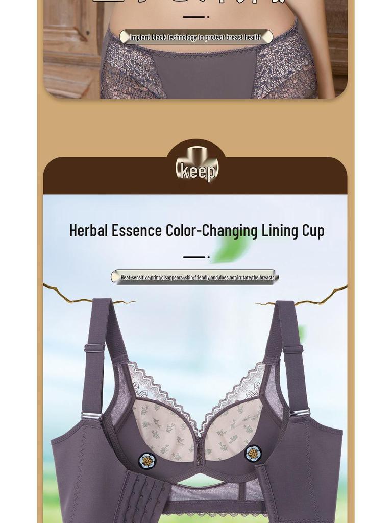 Elegant Lace Push-Up Bra: Medium-Thick, Wire-Free, Supportive for Small Busts