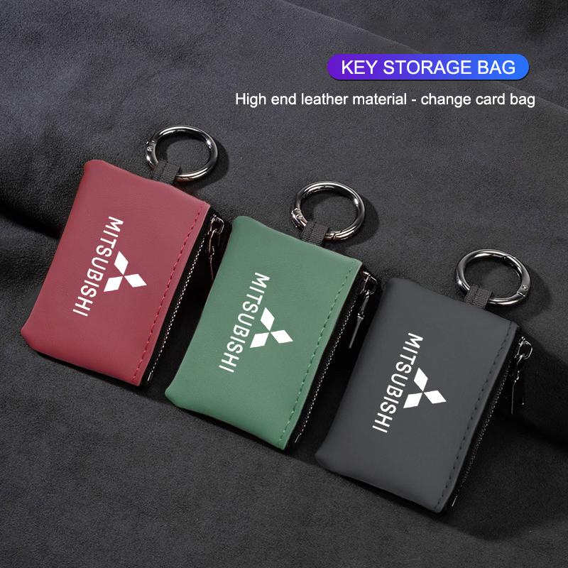 Car Key Holder Storage Bag Leather Car Key Wallets Keys Organizer For Mitsubishi EK Pajero Xpander Eclipse Cross ASX L200 Xforce