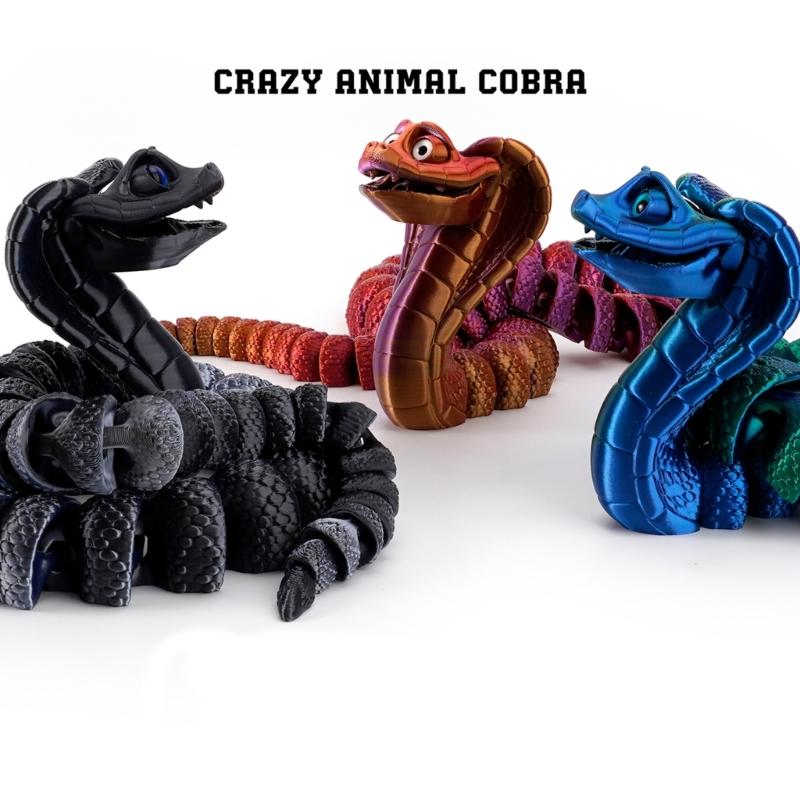 Flexible Joints Articulated Cobras Fidgety Toy Table Decors 3D Printed Crazys Cobras ,Realistic Crazys Cobras Statues
