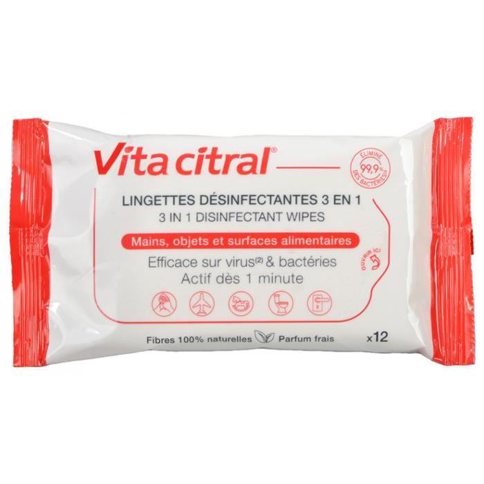 77735 Vita Citral Lingettes Désinfectantes 3 en 1 Vendue Par 12