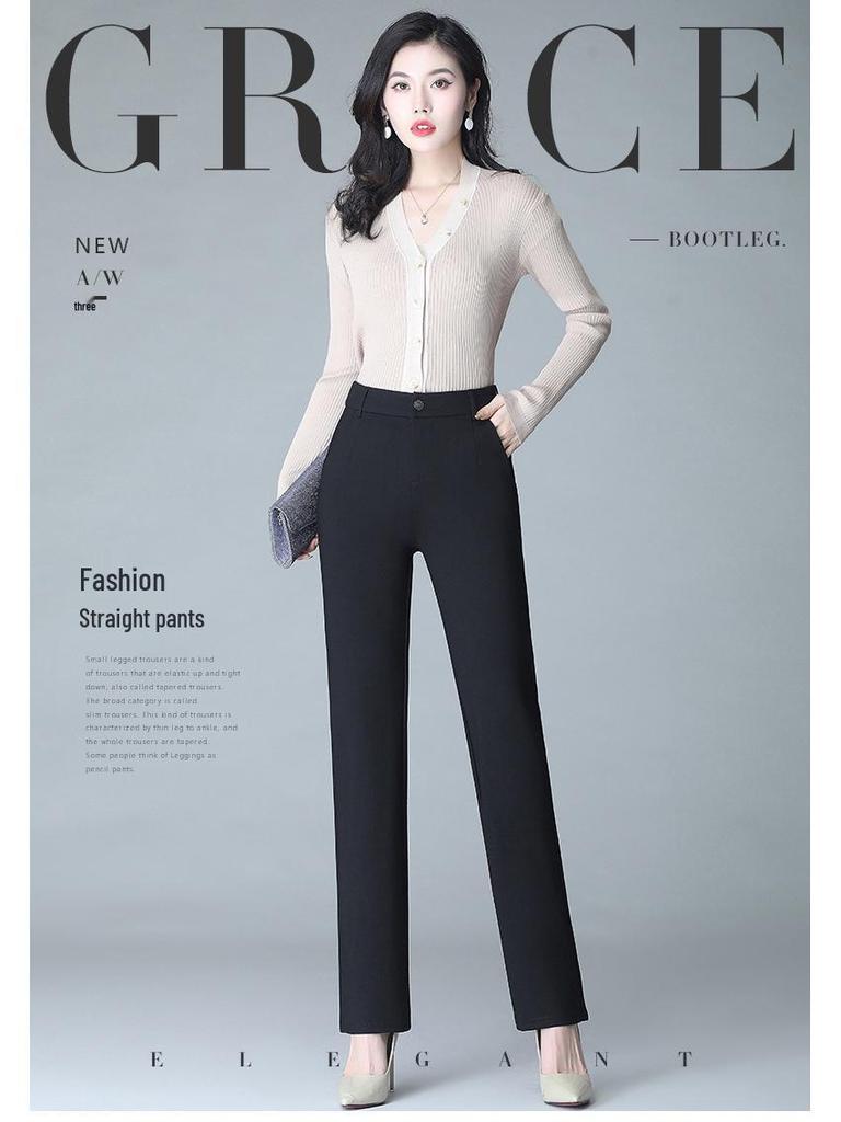 Women's High-Waisted Slimming Straight-Leg Suit Pants - Loose, Elastic, Plus Size, Casual for Spring & Autumn