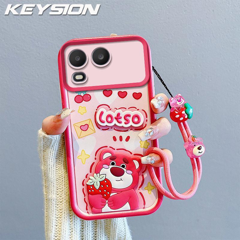 

KEYSION Shockproof Case for Itel A200 A200+ with Lanyard Soft Silicone Cute 3D Cartoon Doll Phone Back Cover for itel A200+ for Itel A200+