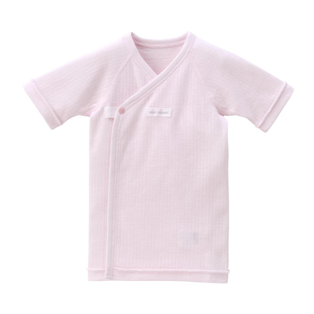 Miki House Baby Short Solid Made in for Boys and Baby Undershirt, Color, Logo, 100% Cotton, Japan, Girls, Clothes, Newborn, 50-60cm, Pink, 40-2112-493