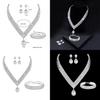 Water Drop Necklace Earring Bracelet Set With Zirconia For Bridal Wedding Dress Accessories