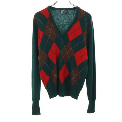 LONDON DiamondPattern Long Sleeve V Neck Sweater Knit Men's Used
