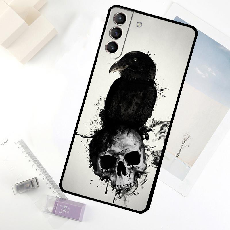 Custodia per Telefono Teschio Corvo Fiore Per Samsung Galaxy S20 FE S21 S22 S23 S24 S25 S26 Ultra S10 S25 Plus S25 FE Cover