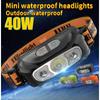 40W Sensor Mini Rechargeable Powerful Headlamp Fishing Lamp Camping Waterproof Head Flashlight Hunting Hiking USB LED Work Headlamp