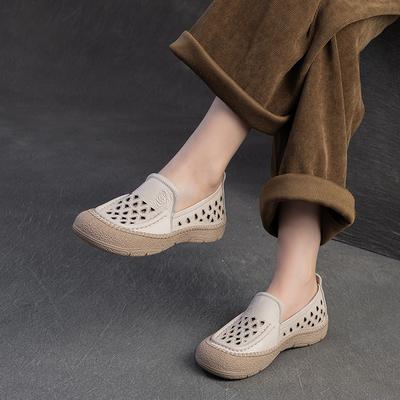 Fashion GKTINOO 2025 Spring/Summer New Hollow-out Breathable Flats Genuine Leather Comfortable Loafers Retro Versatile Women's Shoes