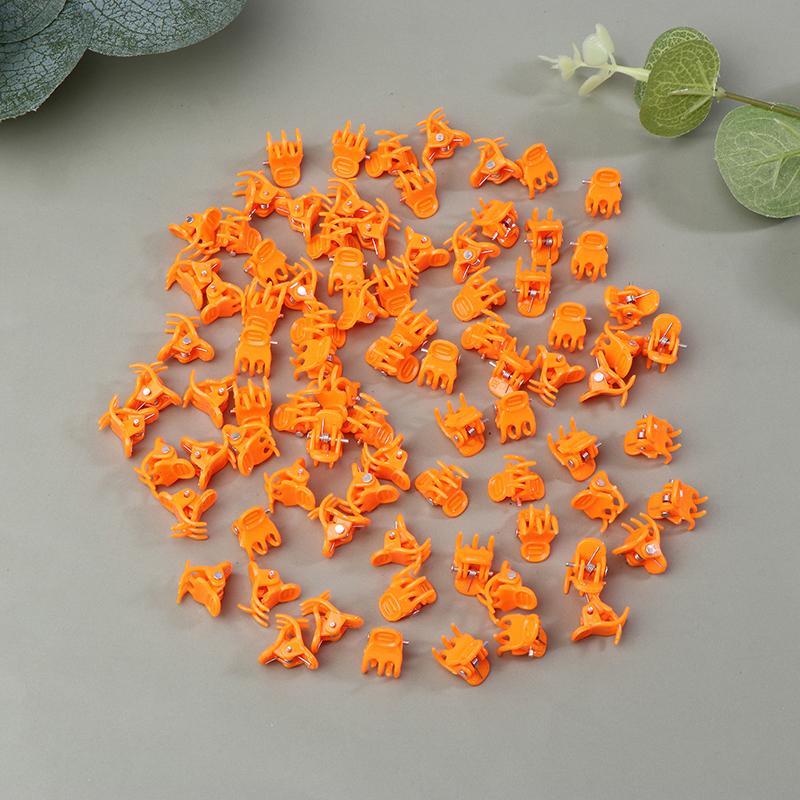 

100 шт. Синие оранжевые 5-лапчатые зажимы для орхидей, пластиковые фиксаторы для цветов-бабочек, для стеблей виноградных лоз, вьющихся растений оранжевый