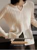 Women's Autumn/Winter Fine Wool Round Neck Hollow Stripe Long Sleeve Knitwear