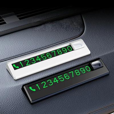 1 pieza de placa de estacionamiento temporal para coche, con número de teléfono, color negro y blanco, para coche, luminosa