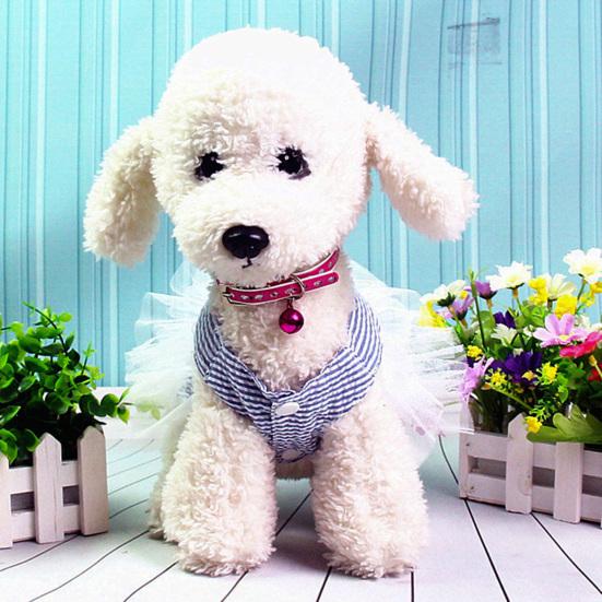 Spring Summer Fashionable Cotton Stripped Pattern Dogs Strap Dress Pet Clothes