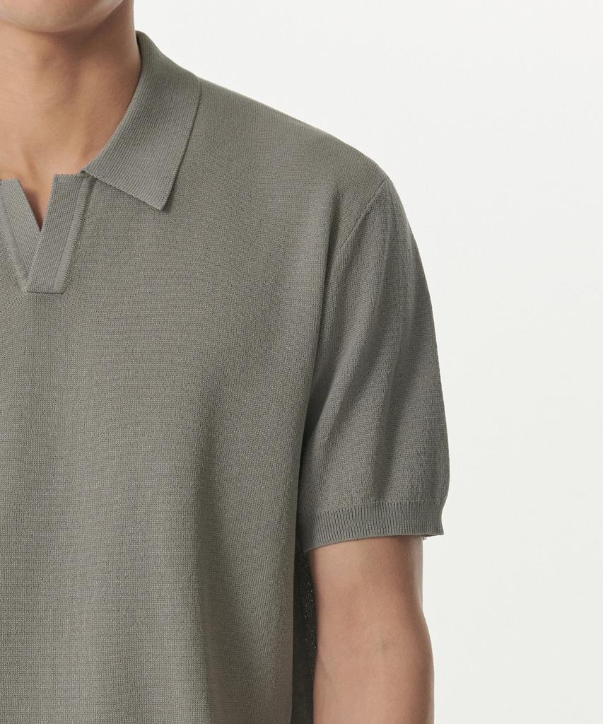MUSINSA STANDARD Cool Touch Slit Neck Knitted Polo Shirt [Titan Grey]