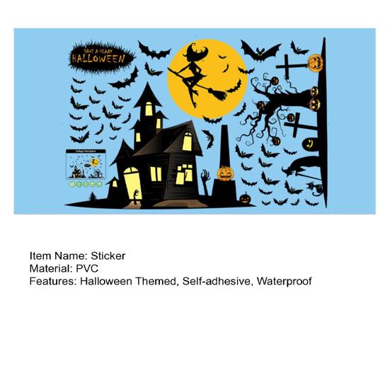 Halloween Window Sticker Pumpkin Bat Wall Sticker Waterproof Self-Adhesive Sticker