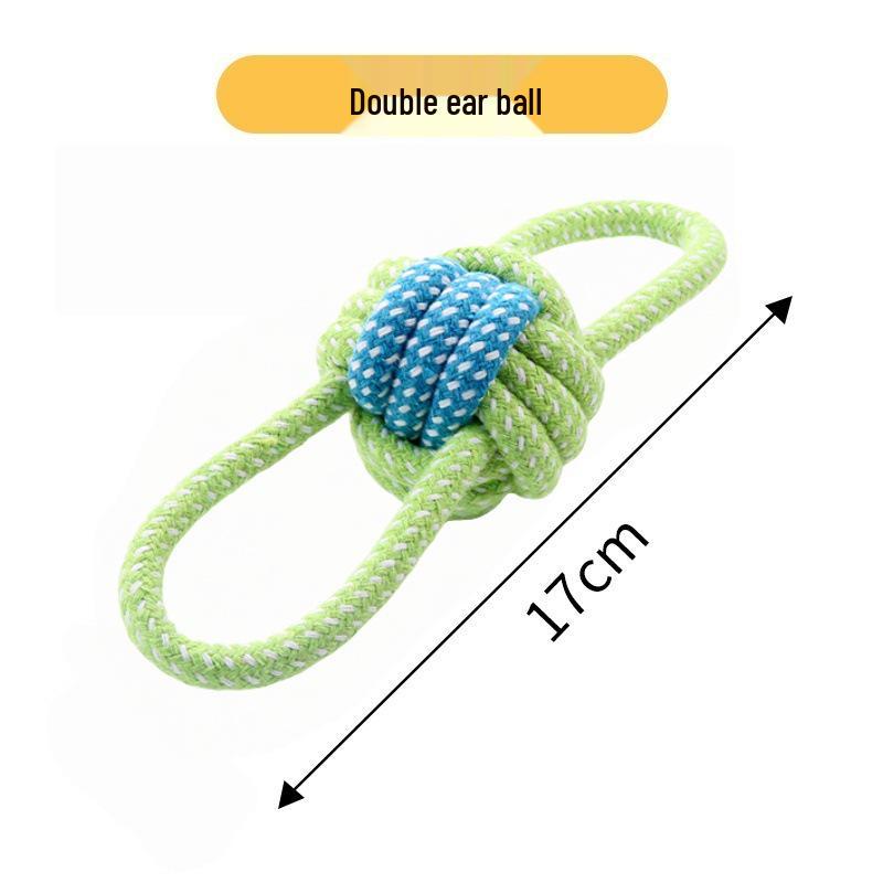Kjæledyr Interaktiv Bomullstau Biteleke Ball med Dobbel Trekknute for Hunder