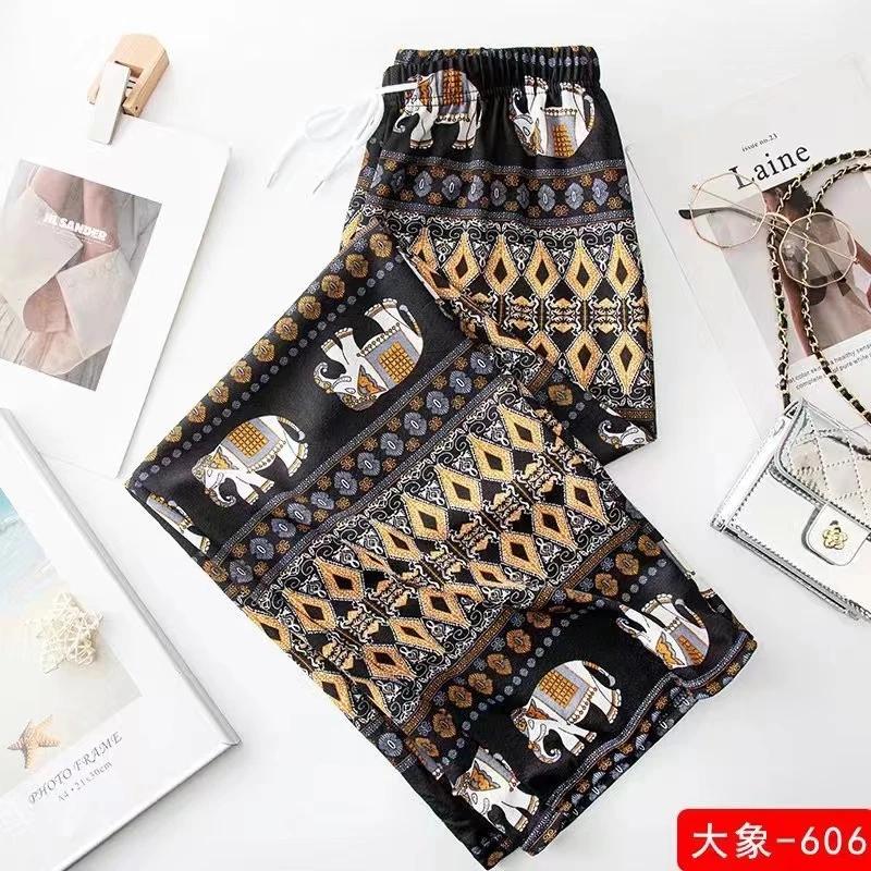 Elefanten Hose Lang Weites Bein Verstellbarer Elastischer Bund Riemen Unisex Damen Herren Druck Thailand Lässig Streetwear Strand Boho Retro Vintage