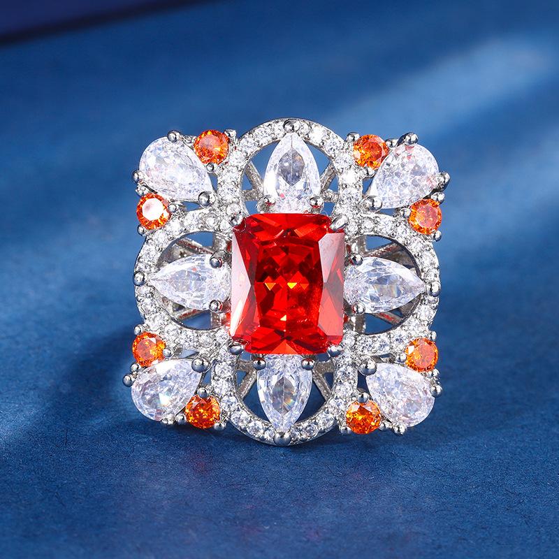 

Ювелирные изделия Медное основание Позолоченный ювелирный набор Имитация цвета Сокровище Прямоугольник Цветной набор с бриллиантами Женский Главный камень 8 * 10