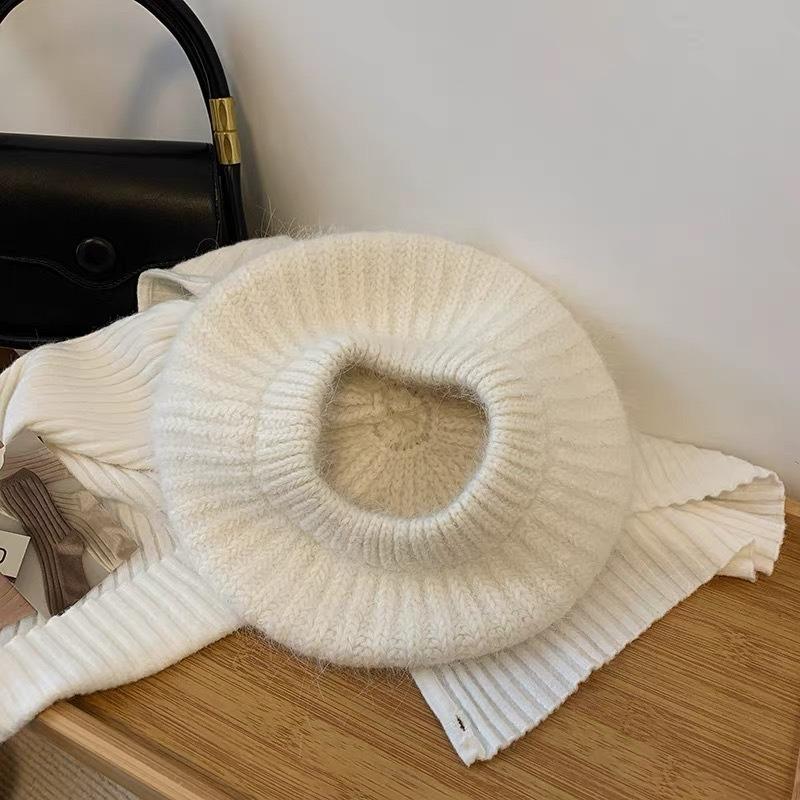 Mohair Knitted Beret Women's Autumn and Winter Hat Warm Versatile Face Little Painter Hat Winter