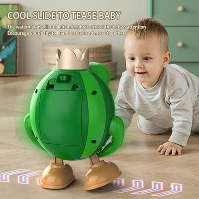 Elektrisches tanzendes Wassermelonen-Roboterspielzeug mit Musik, LED-Licht, interaktives wandelndes Prinz-Wassermelonen-Musikspielzeug für Kinder, Geschenk für Kleinkinder, Jungen und Mädchen